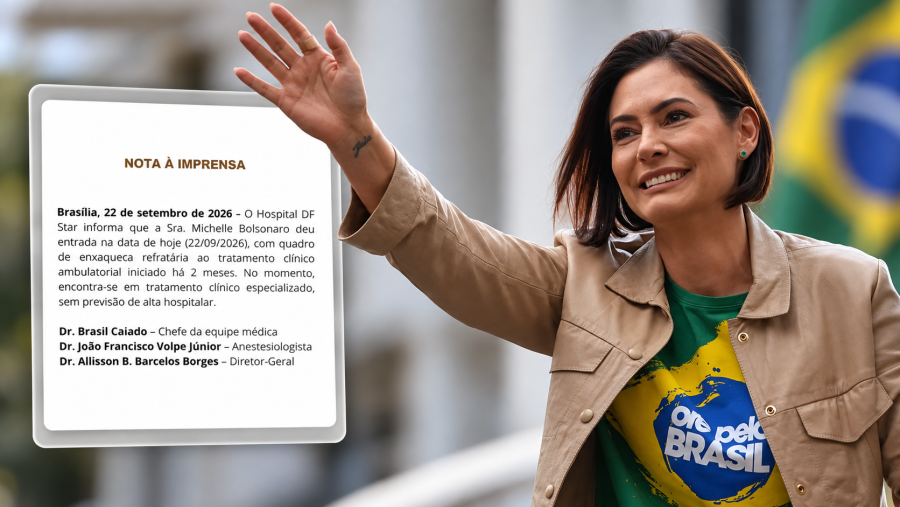 Michelle Bolsonaro é internada em Brasília para tratar enxaqueca refratária