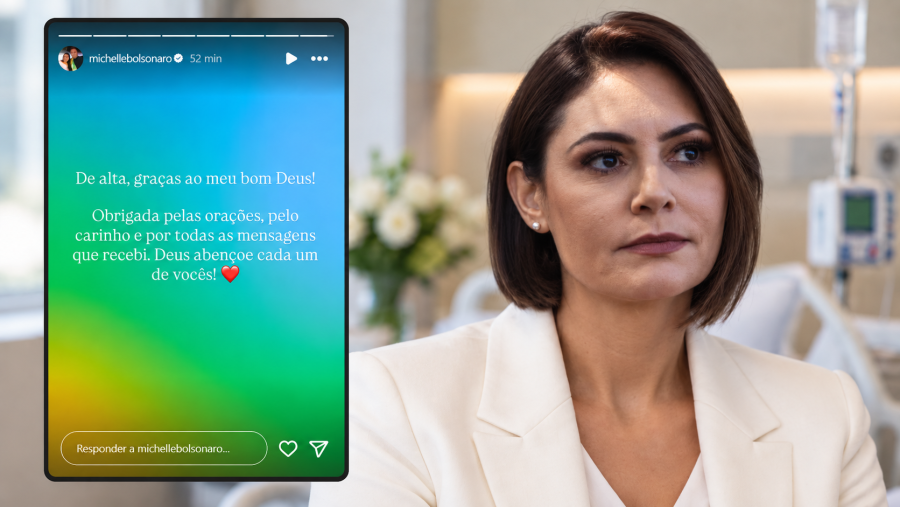  Michelle Bolsonaro recebe alta após internação por enxaqueca em Brasília